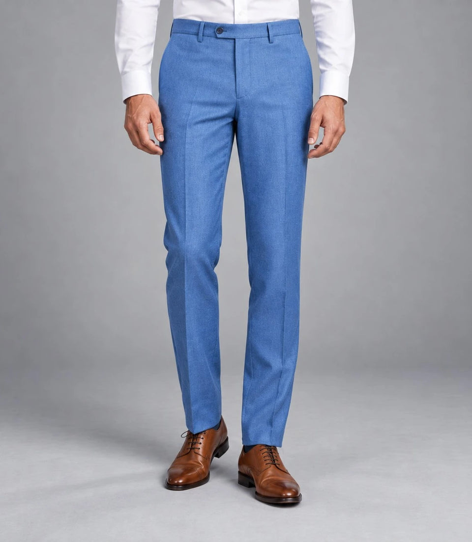 Men's Medium Blue Cotton Suit Pant  -  Suit Heritage