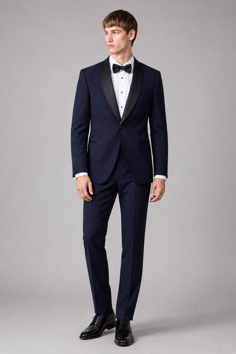 Men's Midnight Navy Peak Lapel Tuxedo - Suit Heritage