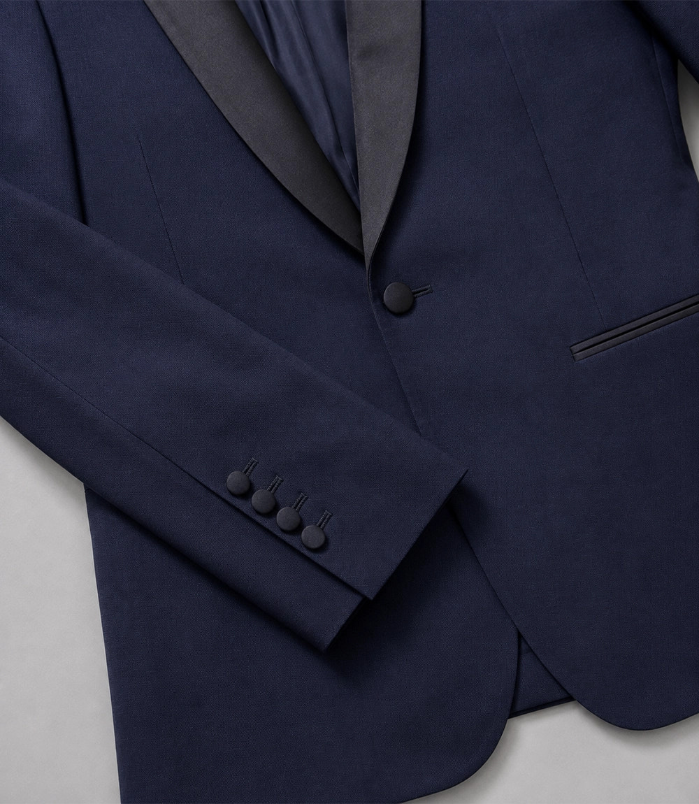 Men's Midnight Navy Peak Lapel Tuxedo Fabric - Suit Heritage