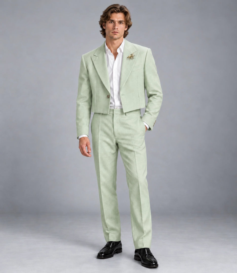Men's Mint Green Cropped Suit -  Suit Heritage