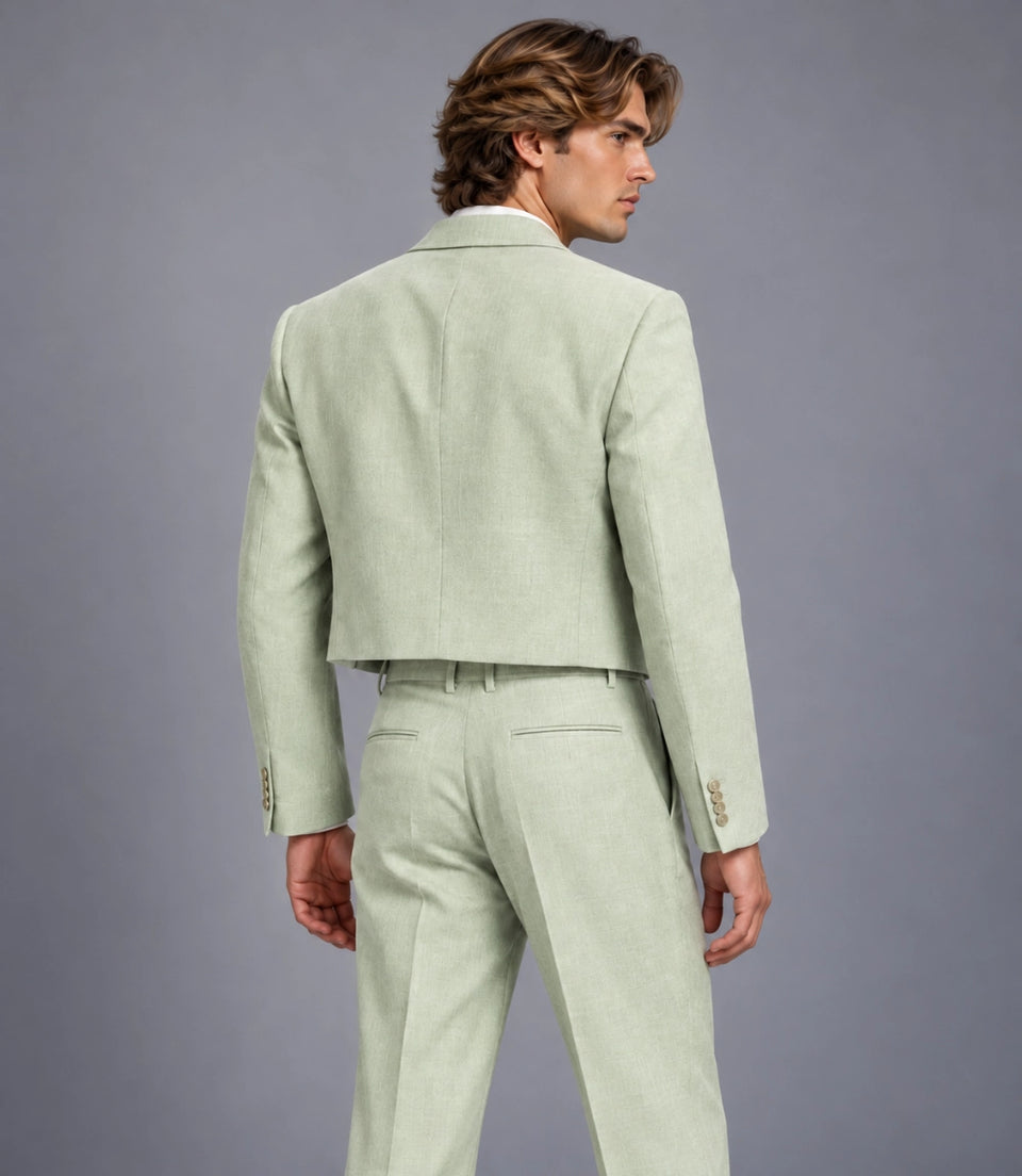 Men's Mint Green Cropped Suit Back  -  Suit Heritage