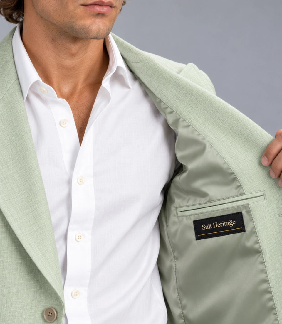 Men's Mint Green Cropped Suit Inner  -  Suit Heritage