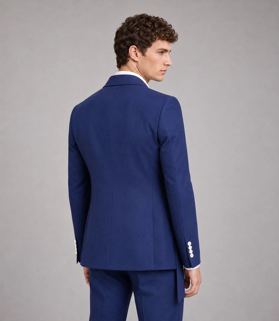 Men's Navy Blue Wedding Suit 2 Piece Back  -  Suit Heritage