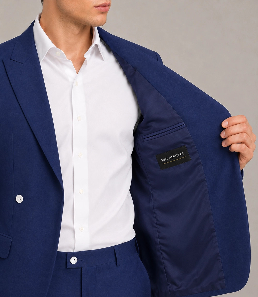 Men's Navy Blue Wedding Suit 2 Piece Inner  -  Suit Heritage