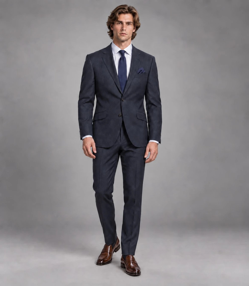 Men's Navy Cotton 2 Piece Suit -  Suit Heritage