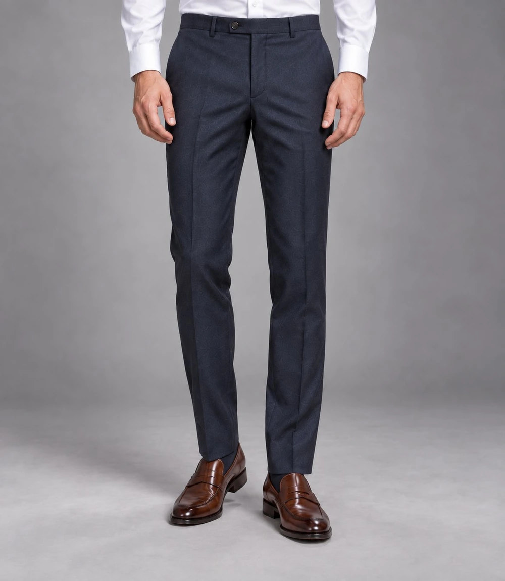 Men's Navy Cotton 2 Piece Suit Pant  -  Suit Heritage
