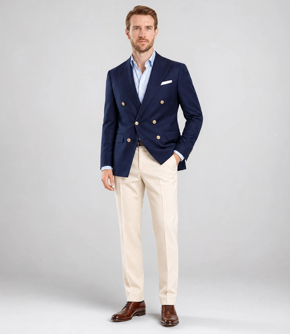 Men's Navy Double Breasted 2 Piece Suit - Suit Heritage