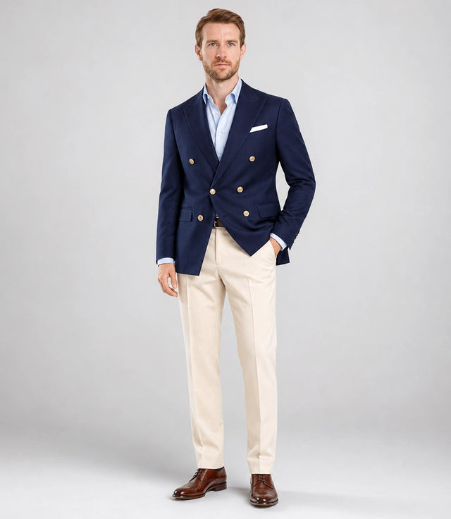 Men's Navy Double Breasted 2 Piece Suit - Suit Heritage