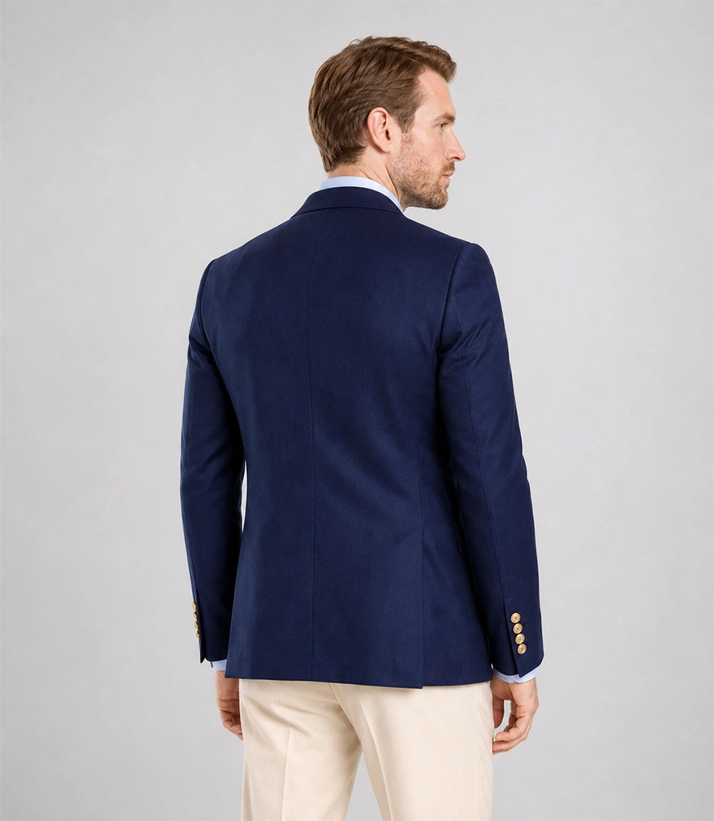 Men's Navy Double Breasted 2 Piece Suit Back - Suit Heritage