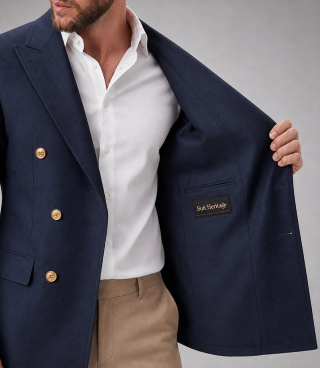 Men's Navy Double Breasted Business Suit Inner - Suit Heritage