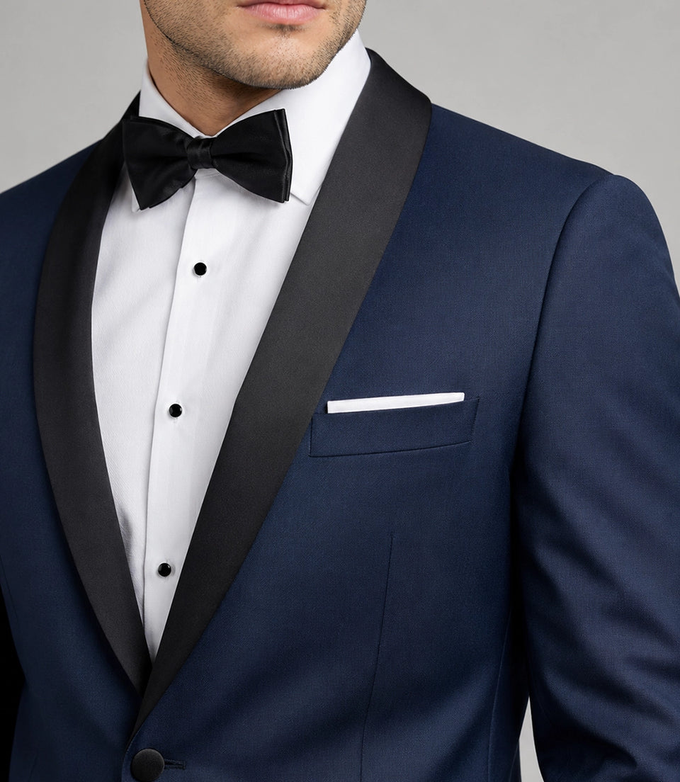Men's Navy Groomsmen 2 Peice Tuxedo Closeup -  Suit Heritage