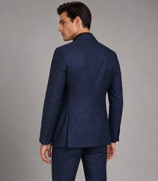 Men's Navy Solid 2 Piece Suit Back - Suit Heritage