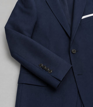 Men's Navy Solid 2 Piece Suit Front Closeup - Suit Heritage