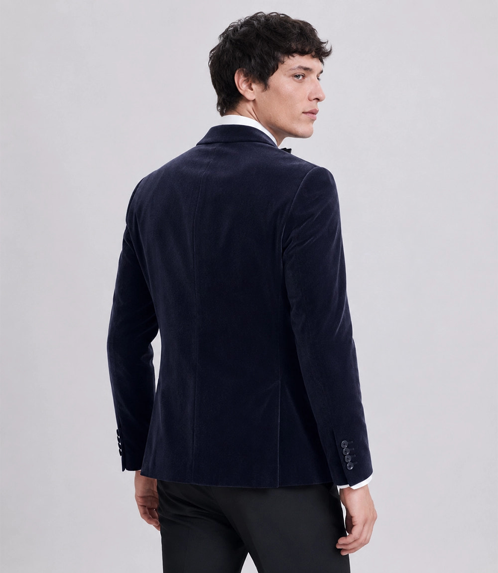Men's Navy Tailored Velvet Tuxedo Back  - Suit Heritage