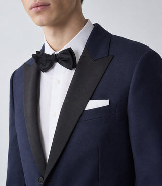 Men's Navy Wool Midnight Tuxedo Closeup - Suit Heritage