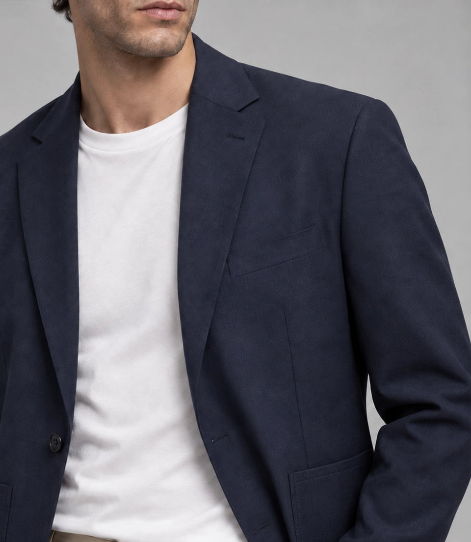 Men's Navy and Beige Casual Suit Closeup -  Suit Heritage