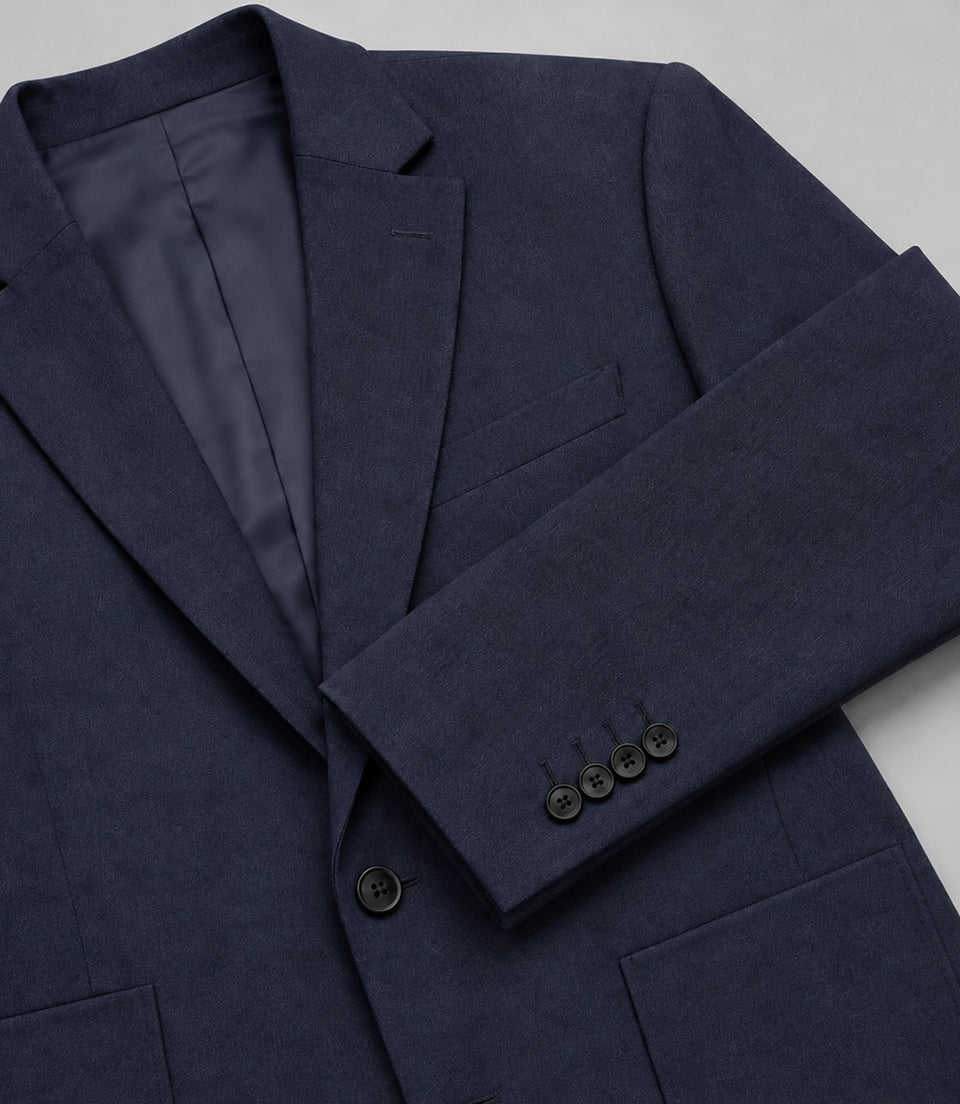 Men's Navy and Beige Casual Suit Fabric  -  Suit Heritage