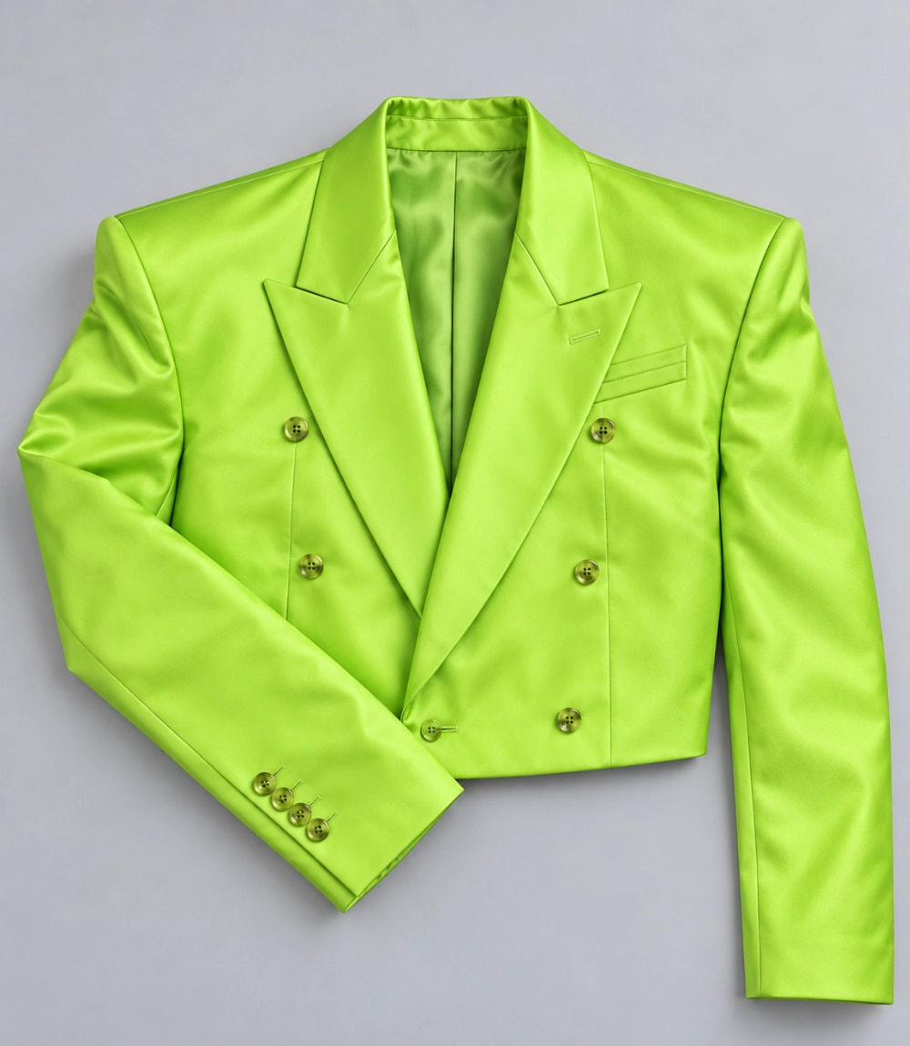 Men's Neon Lime Green Cropped Party Suit Fabric  -  Suit Heritage