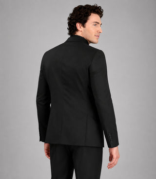Men's Polyester Solid Black 3 Piece Suit Back - Suit Heritage