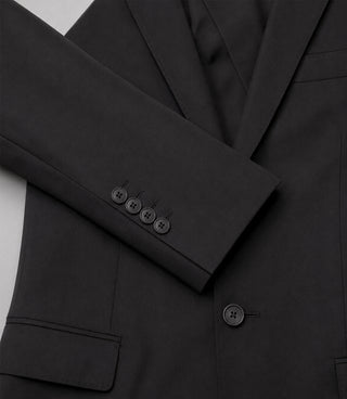 Men's Polyester Solid Black 3 Piece Suit Fabric - Suit Heritage