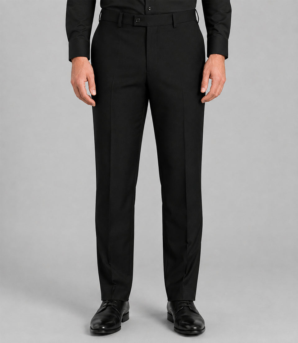 Men's Polyester Solid Black 3 Piece Suit Pant - Suit Heritage