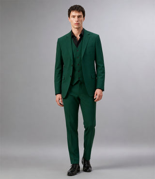 Men's Polyester Solid Green 3 Piece Suit - Suit Heritage