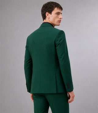 Men's Polyester Solid Green 3 Piece Suit Back - Suit Heritage