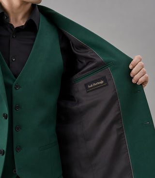 Men's Polyester Solid Green 3 Piece Suit Inner - Suit Heritage