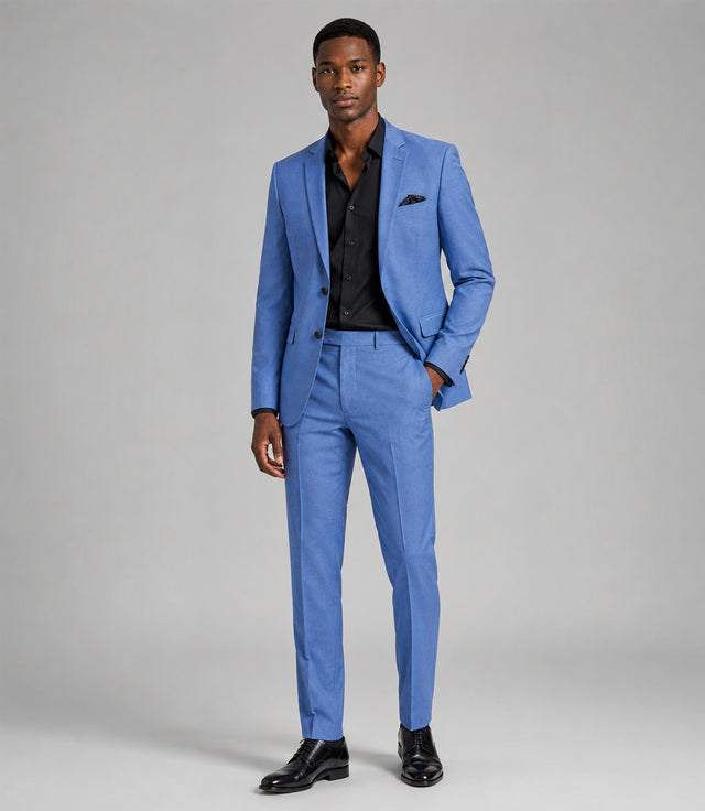 Men's Polyester Solid Light Blue 2 Piece Suit - Suit Heritage