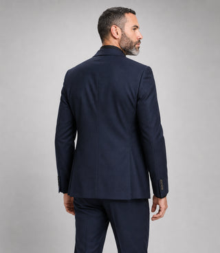 Men's Polyester Solid Navy 3 Piece Suit Back - Suit Heritage