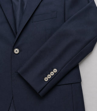 Men's Polyester Solid Navy 3 Piece Suit Fabric - Suit Heritage