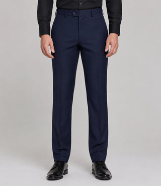 Men's Polyester Solid Navy 3 Piece Suit Pant - Suit Heritage