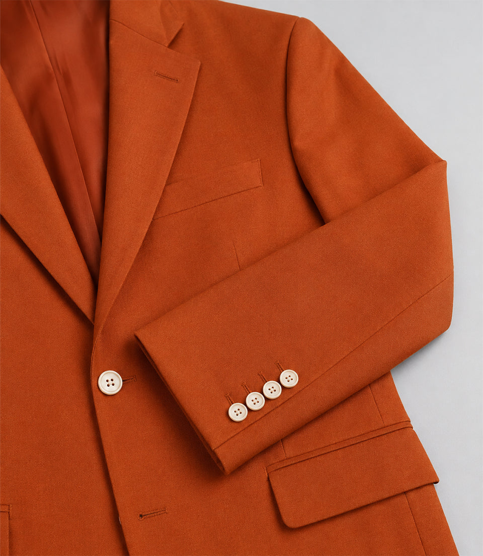Men's Polyester Solid Orange 3 Piece Suit Fabric - Suit Heritage