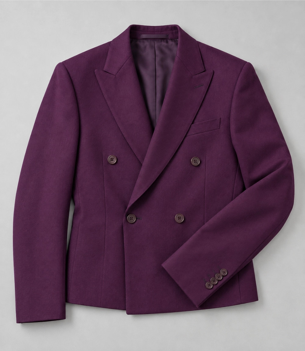 Men's Purple Double Breasted Cropped Suit Fabric  -  Suit Heritage