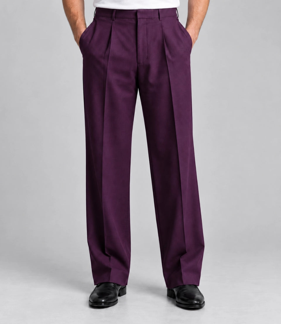 Men's Purple Double Breasted Cropped Suit Pant -  Suit Heritage