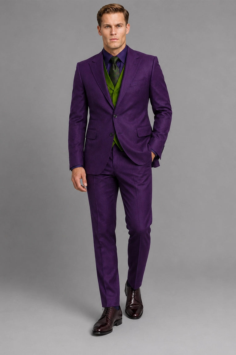 Men's Purple Joker 3 Piece Wedding Suit - Suit Heritage