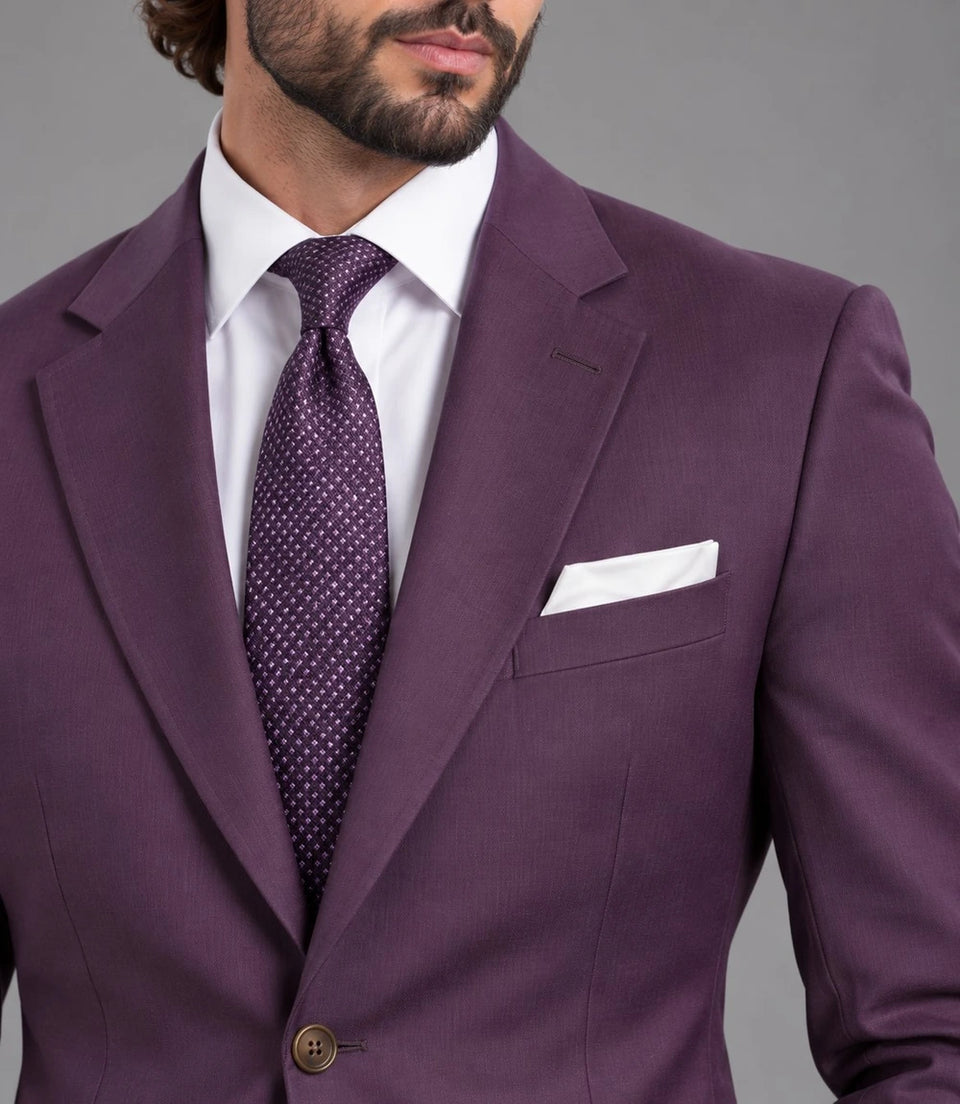 Men's Purple Single Breasted Suit Closeup  -  Suit Heritage