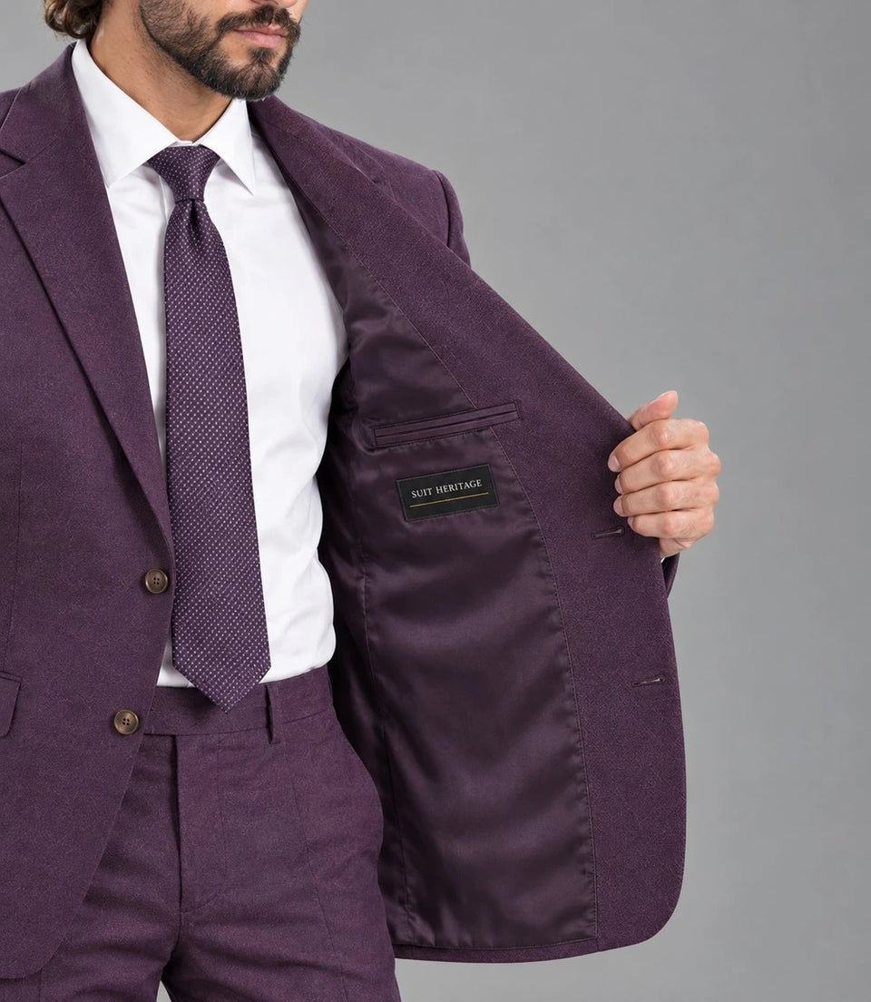 Men's Purple Single Breasted Suit Inner  -  Suit Heritage
