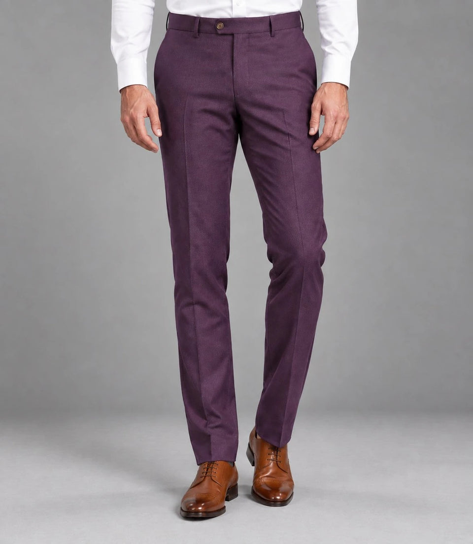Men's Purple Single Breasted Suit Pant  -  Suit Heritage
