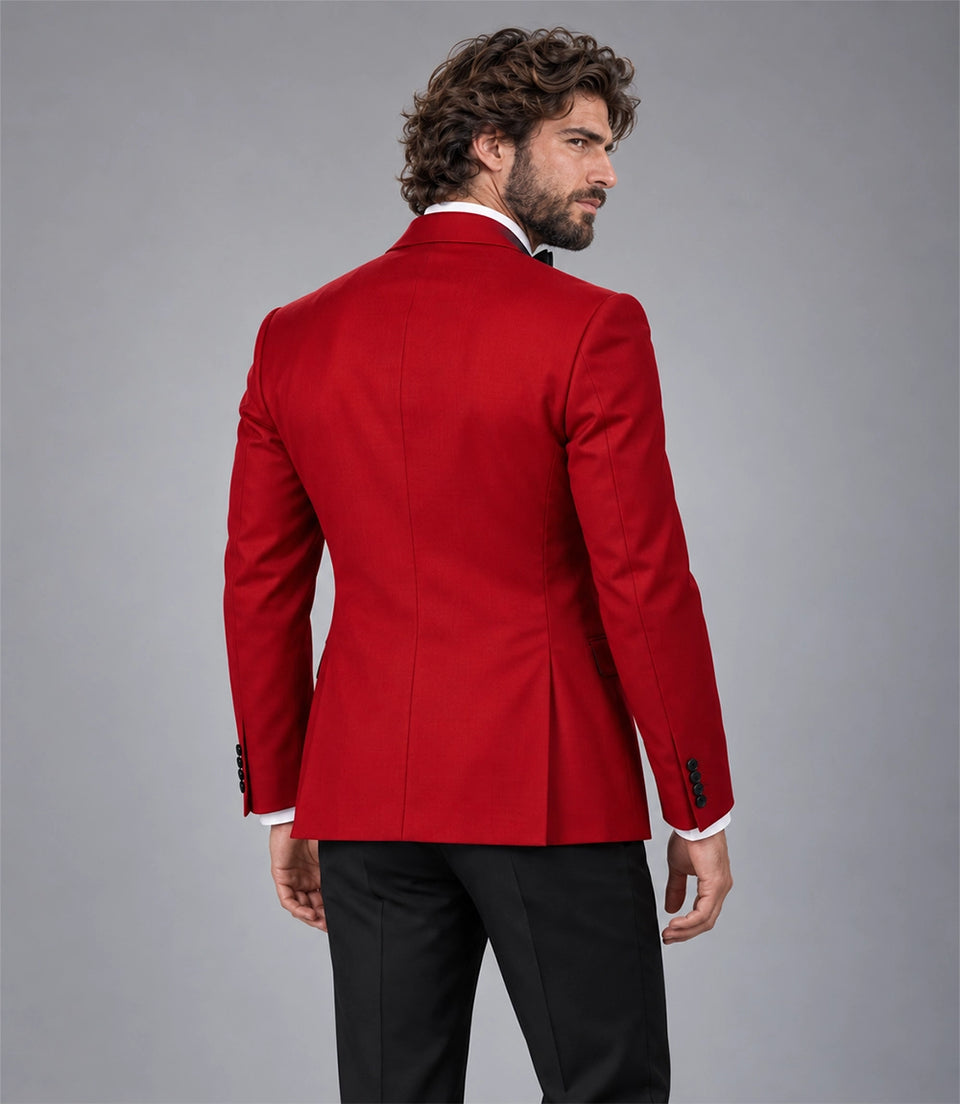 Men's Red And Black 2 Piece Tuxedo Back - Suit Heritage