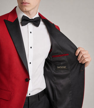 Men's Red And Black 2 Piece Tuxedo Inner - Suit Heritage