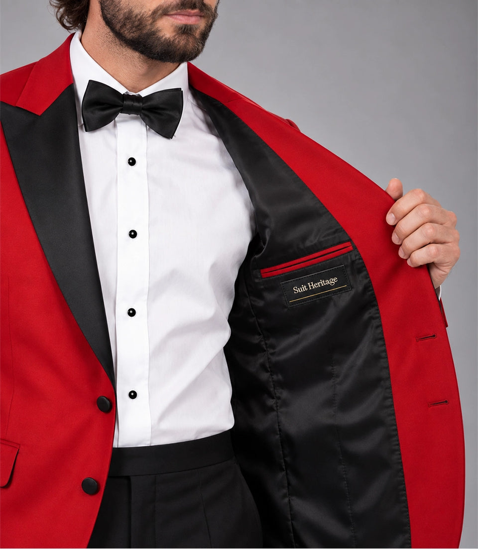 Men's Red And Black 2 Piece Tuxedo Inner - Suit Heritage
