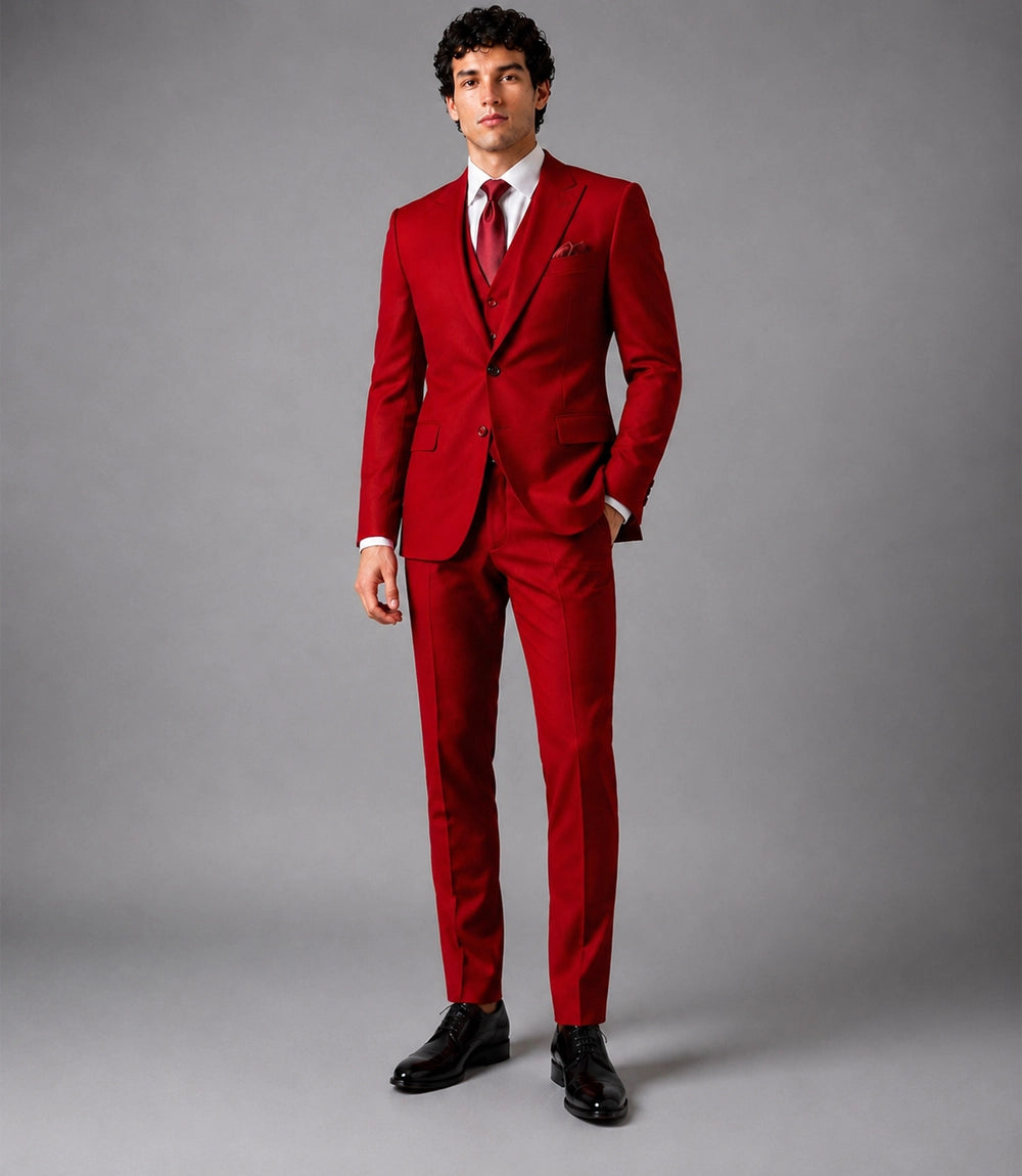 Men's Red Formal 3 Wedding 3 Piece Suit -  Suit Heritage