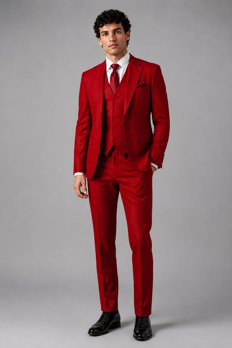 Men's Red Formal Wedding 3 Piece Suit - Suit Heritage