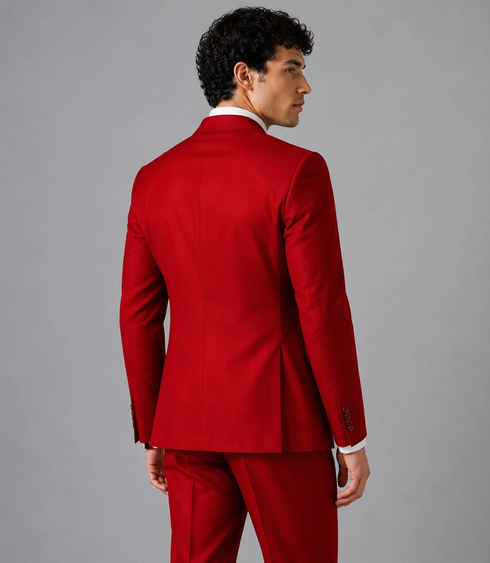 Men's Red Formal Wedding 3 Piece Suit Back- Suit Heritage