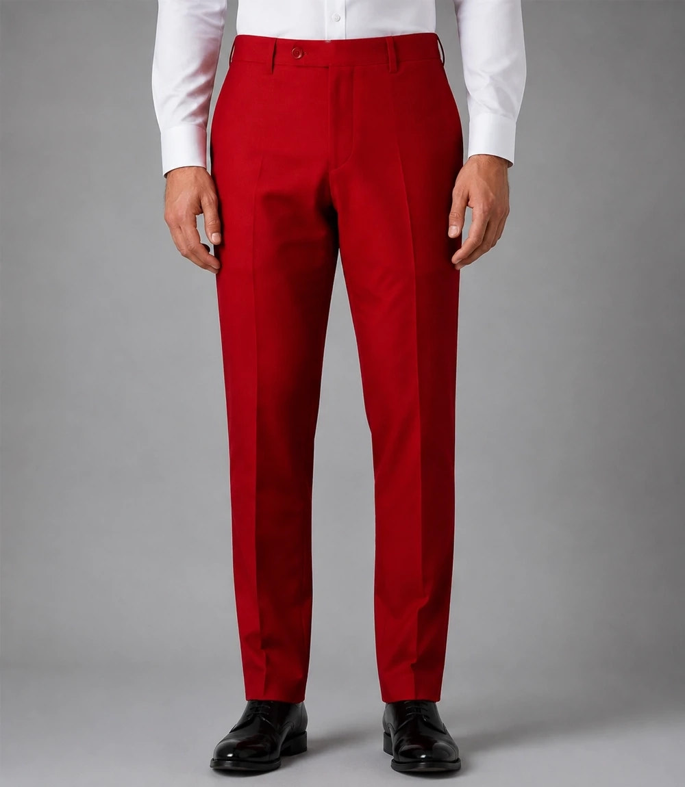 Men's Red Formal Wedding 3 Piece Suit Pant  - Suit Heritage