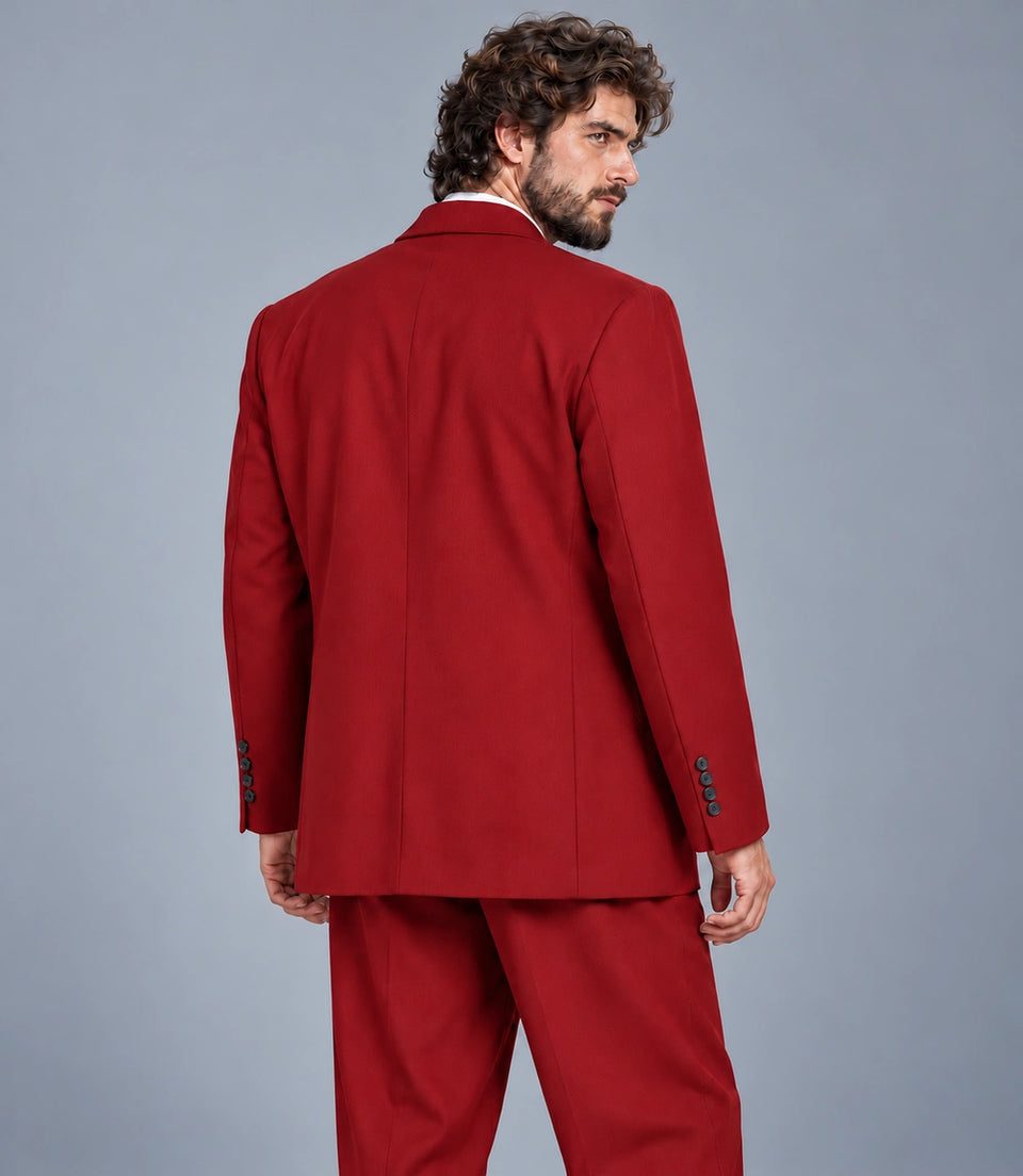 Men's Red Loose Fit Double Breasted Suit Back  -  Suit Heritage
