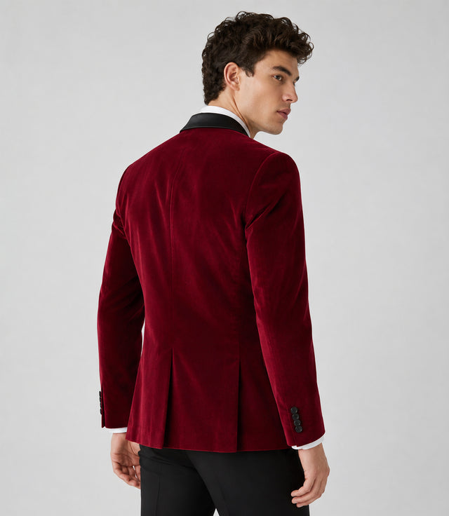 Men’s Red Velvet Tuxedo Back - Suit Heritage