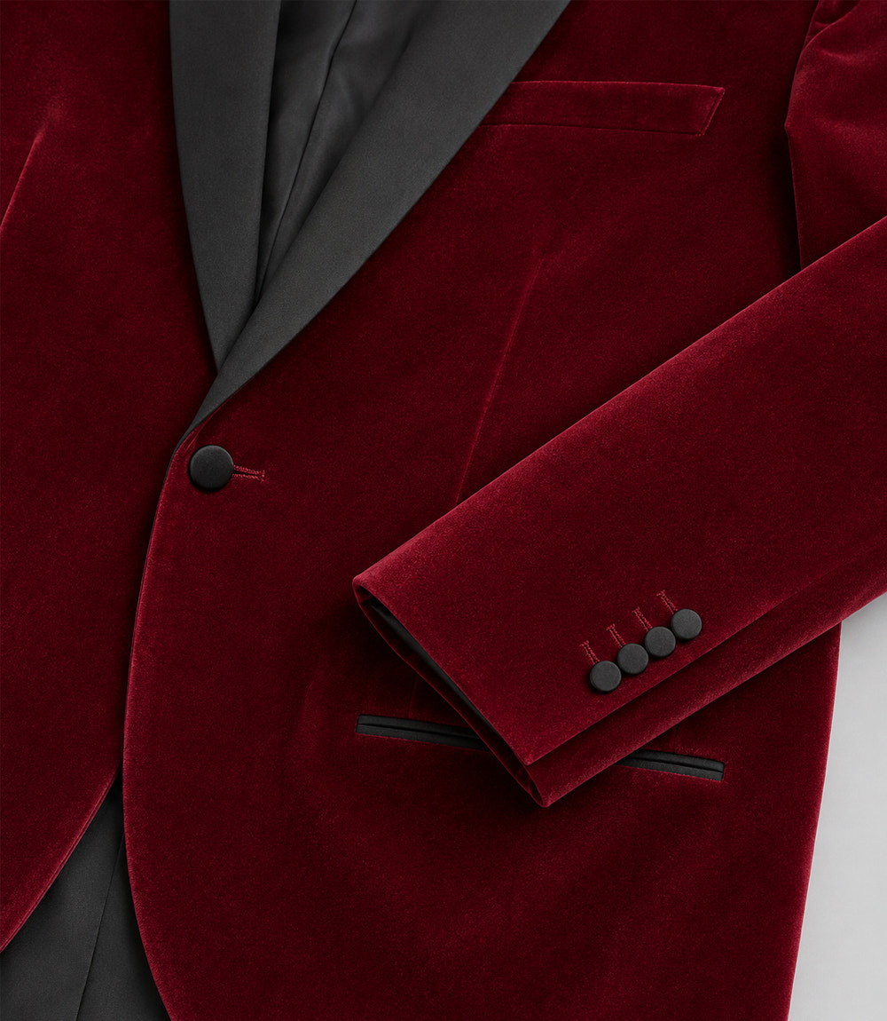 Men’s Red Velvet Tuxedo Fabric - Suit Heritage
