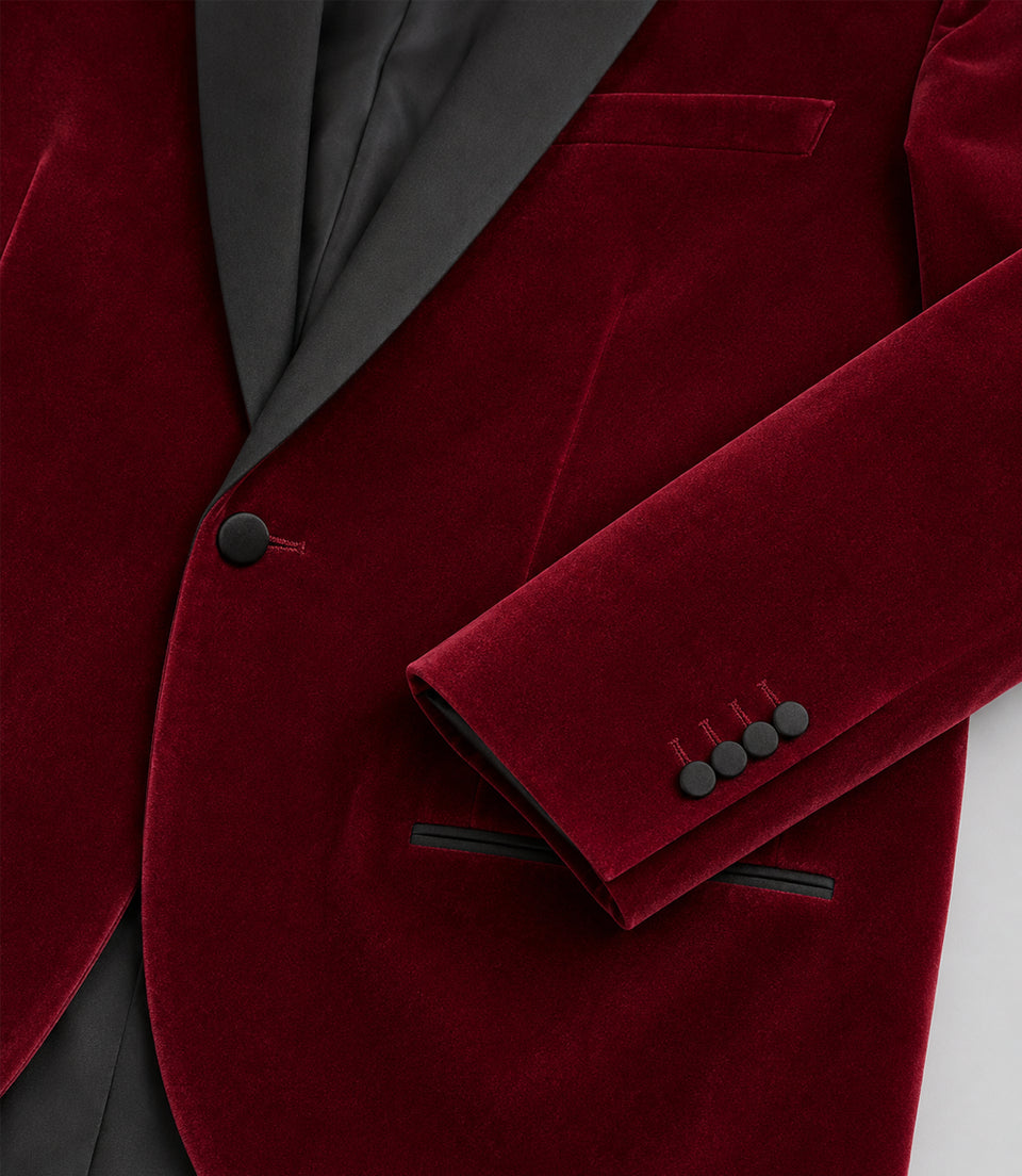 Men’s Red Velvet Tuxedo Fabric - Suit Heritage